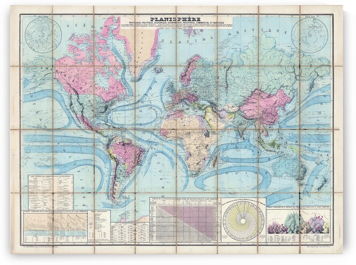 1882 Educational Map of the World Showing Continents Ocean Currents Climate Zones and Global Geography for 19th Century School Instruction by History In Your Home