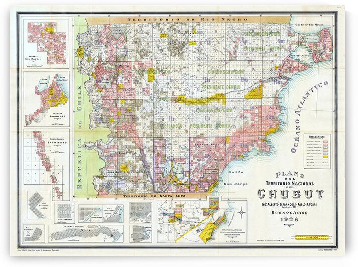 1928 Map of Chubut Province Argentina Showing Settlements Rivers Railways and Welsh Colonies in the Patagonian Region During the Early 20th Century by History In Your Home