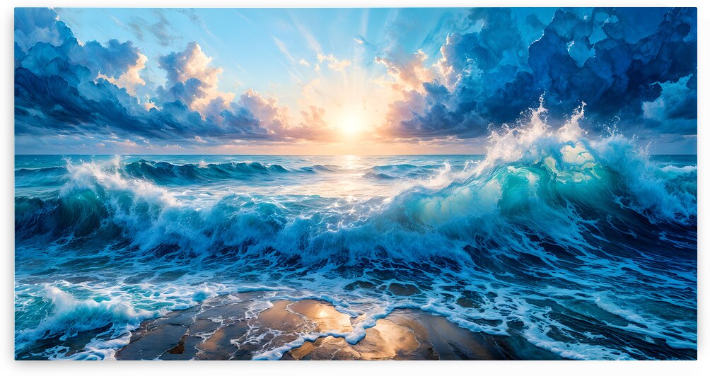 Ocean Sunset Waves by NurpuArt