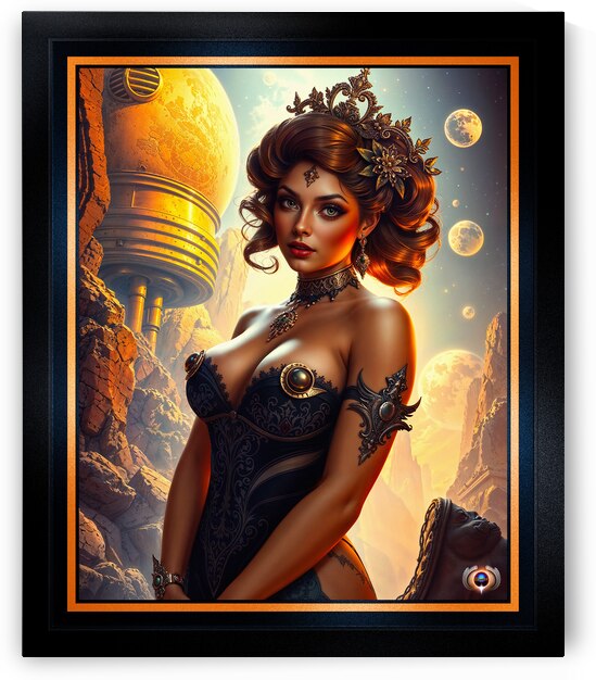 Ousela The Cosmic Vixen Pinup Girl Of Osteselian Mesmerizing AI Concept Art by Xzendor7 by xzendor7