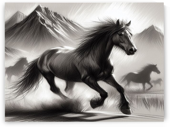 Wild horse running by Urban Interior Art