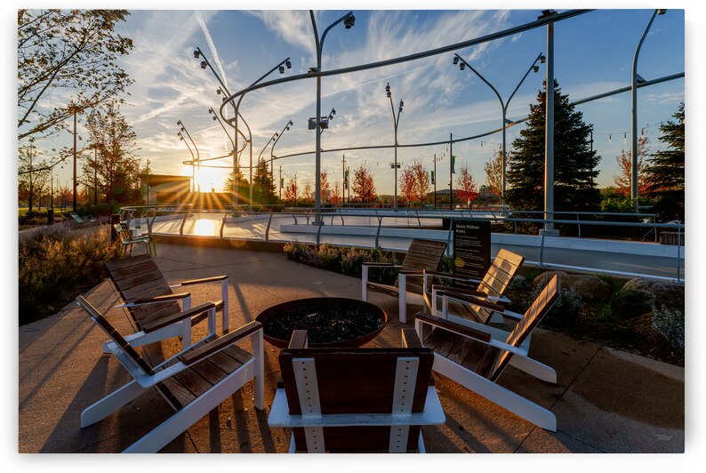 Sunrise At Omaha Skate Ribbon Seating Area by Jennifer White