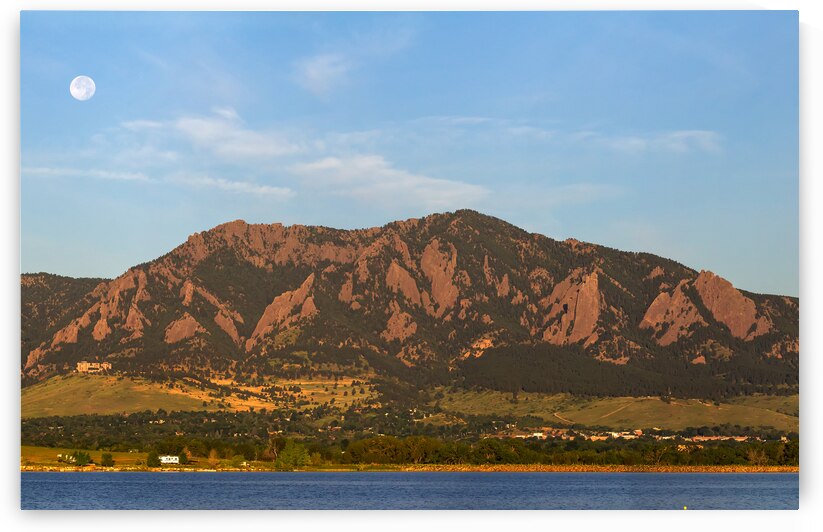 Full Moon Boulder Colorado Front Range Panorama PT2 by Bo Insogna