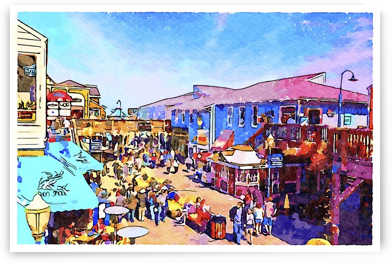 Pier 39 San Francisco Watercolor by Travelling Light