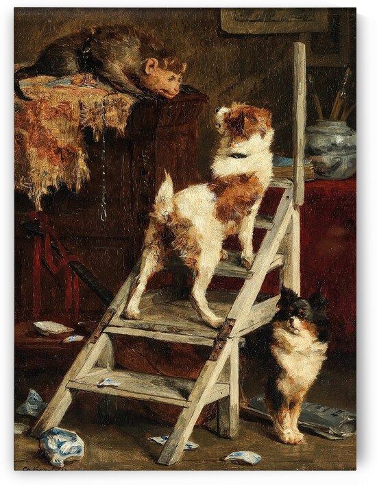 Avance donc poltron! [Come On. You Coward!] by Charles Van Den Eycken [1859–1923] by MyCozyFineArt