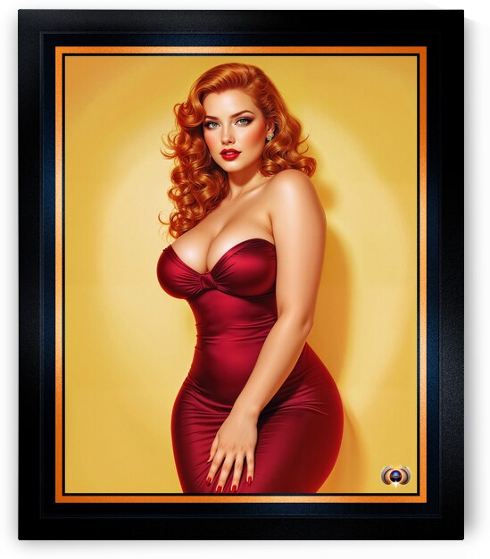 Isabella Rosalie Moreau In A Stunning Velvet Red Dress With Fiery Red Curls Gorgeous AI Concept Art by Xzendor7 by xzendor7