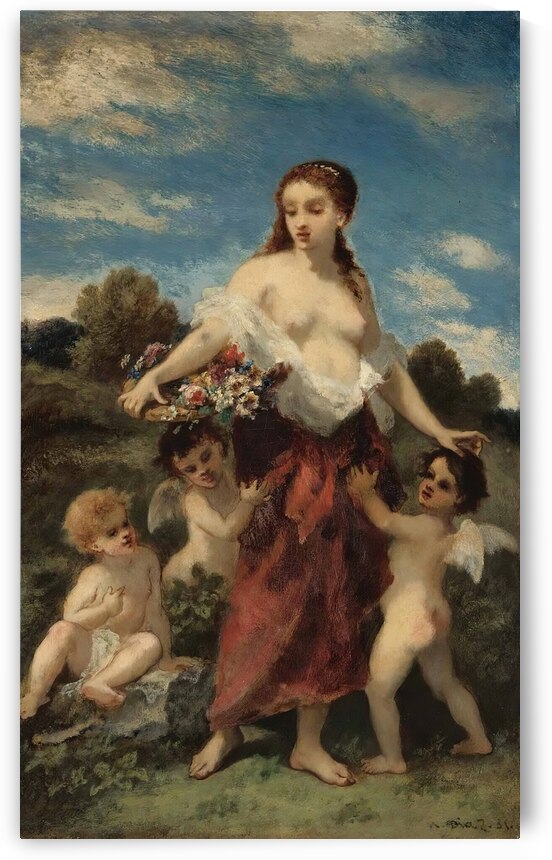 Flore Saisie Par L’amour Or L’innocence En Danger [1851] by Narcisse–Virgile Diaz de La Peña [1808–1876] by MyCozyFineArt