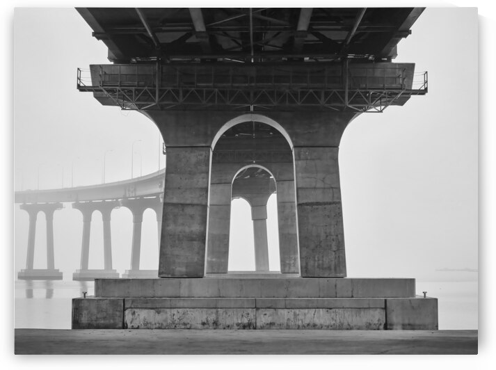 Coronado Bay Bridge Pylons Monochrome by Ryan Cameron