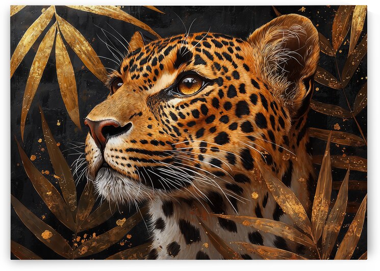 Golden Gaze Majestic Leopard Art by Anne Laure GOUPIL