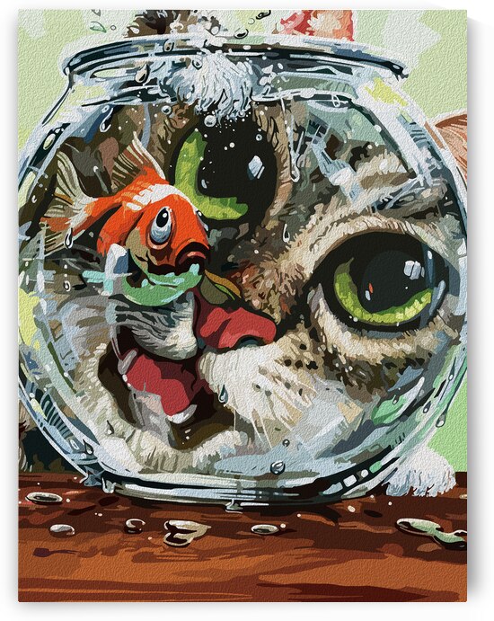 Curious Cat  Cautious Goldfish by Ramy Salah Hefny