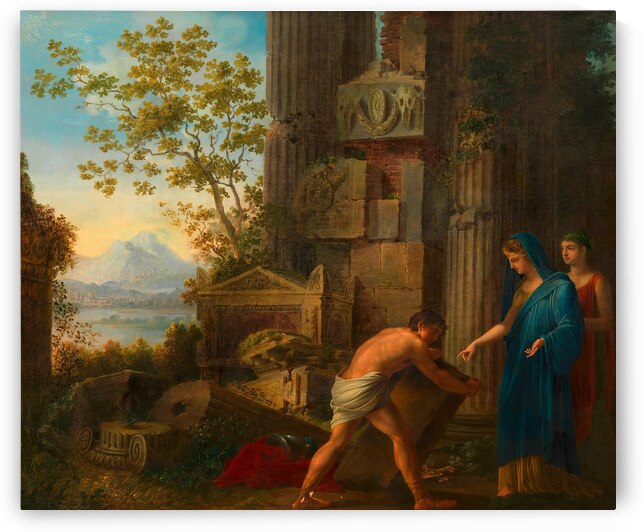 Theseus findet unter dem Felsen das Schwert seines Vaters Aigeus [1802] by Joseph Dorffmeister [1764–1814] by MyCozyFineArt