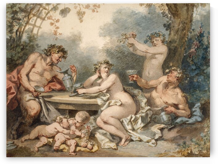 Nymphes et faune [1767] by Jacques–Philippe Caresme [1734–1796] by MyCozyFineArt