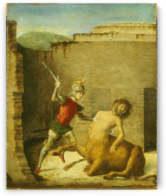 Theseus Killing the Minotaur [1505] by Giovanni Battista Cima da Conegliano [ca. 1459–1517] by MyCozyFineArt