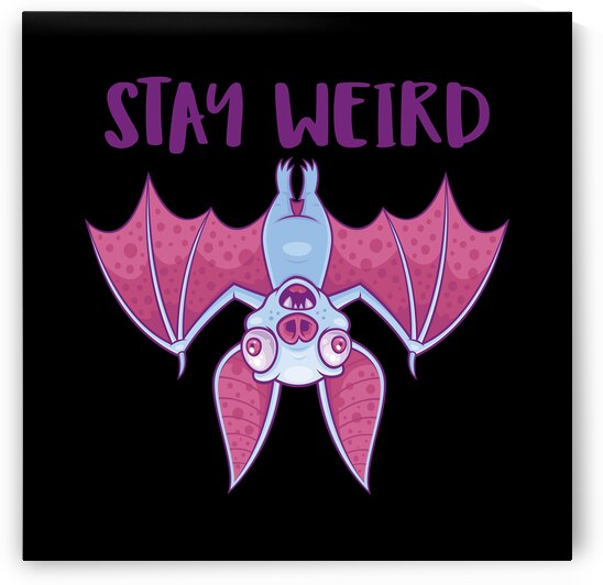 Stay Weird Quirky Albino Vampire Bat Cartoon by fizzgig