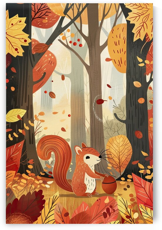 Autumn Squirrel Gathering Nuts 78HNP3 45 by Abstract Rebellion