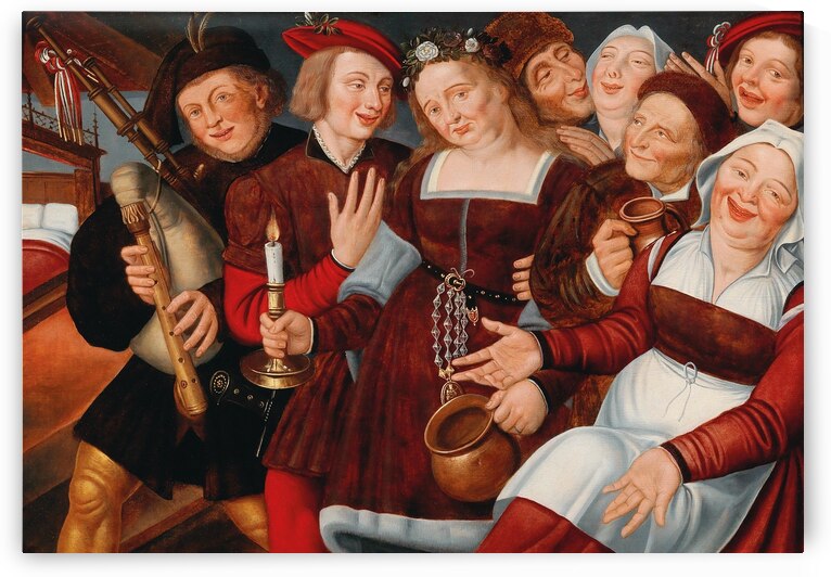 The Bride Being Led To The Bridal Bed by Workshop of Jan Massys [1509–1575] by MyCozyFineArt