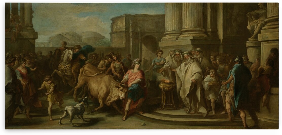 Theseus Taming the Bull of Marathon [circa 1730] by Charles–André van Loo [1705–1765] by MyCozyFineArt