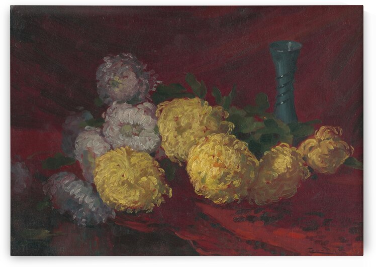 Chrysanthemums on the table [1925] by Ľudovít Čordák [1865–1937] by MyCozyFineArt