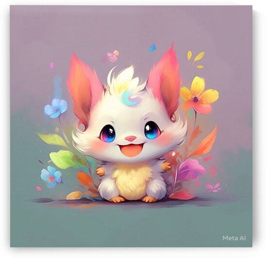 Playful Cartoon Bunny in a Floral Wonderland by Erin Adel