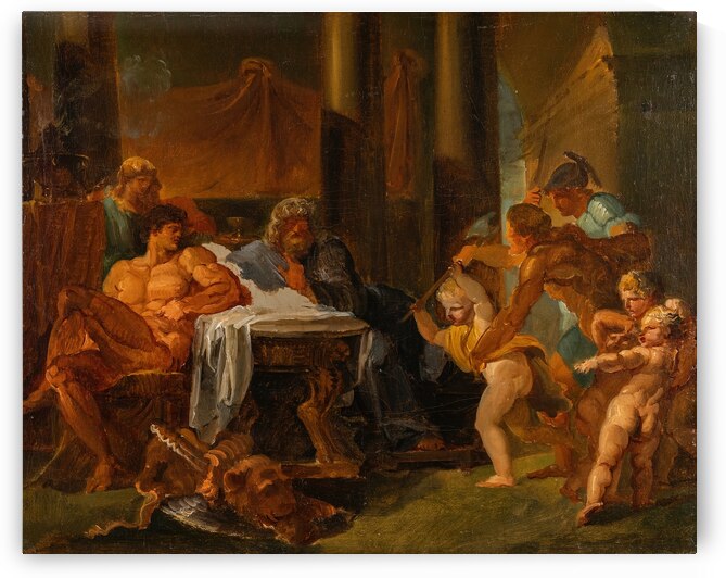 Hercules and Theseus in the Palace of King Pittheus by Louis Masreliez [1748–1810] by MyCozyFineArt