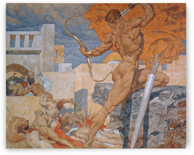 Apollo. Sending out the plague arrows [around 1920] by Alexander Rothaug [1870–1946] by MyCozyFineArt