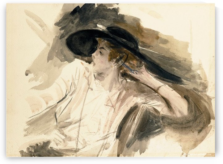 Young Woman in a Large Hat by Giovanni Boldini