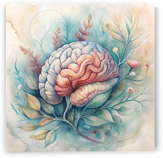 Le cerveau pensant   aquarelle   The thinking brain   watercolor 1 by Marmaryne