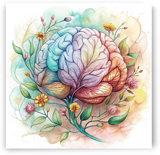Le cerveau pensant   aquarelle   The thinking brain   watercolor 2 by Marmaryne