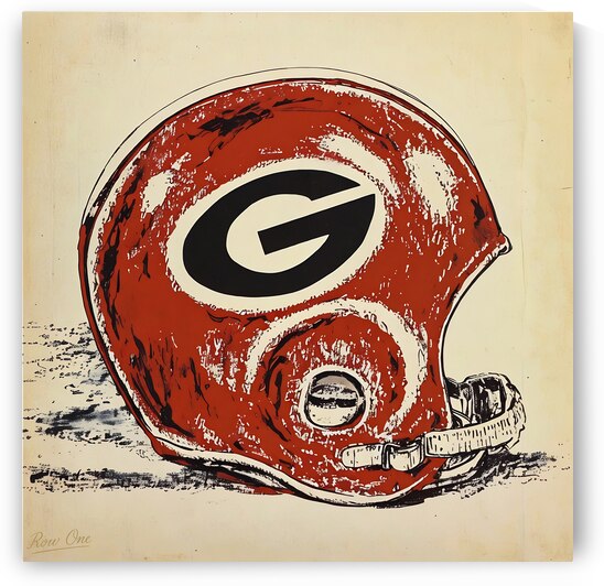 Vintage Georgia Bulldogs Football Helmet Art by Row One Brand