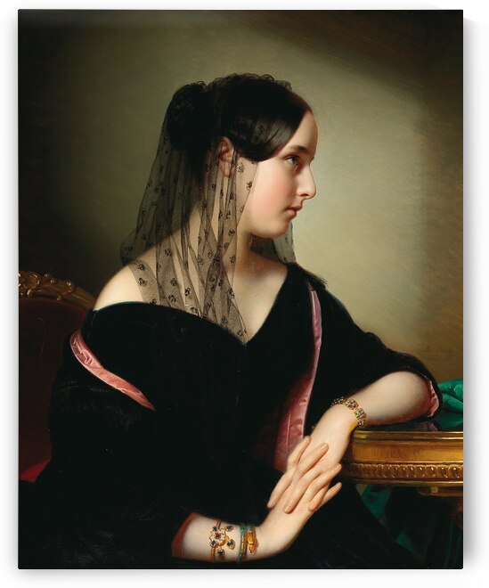 Portrait Of A Young Lady In Profile With An Enamelled Bangle. A Snake Bracelet And A Bracelet With Turquoises [1847] by Anton Einsle [1801–1871] by MyCozyFineArt