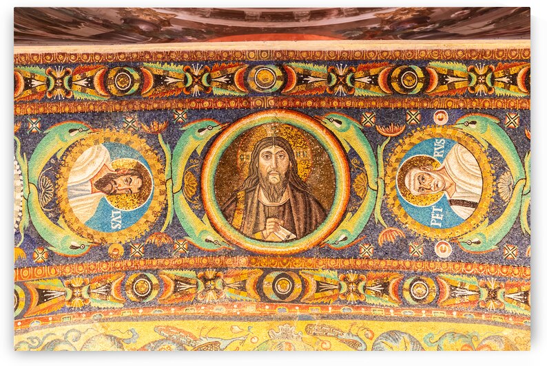 Italy San Vitale Basilica interior decor with mosaic by Paolo Modena