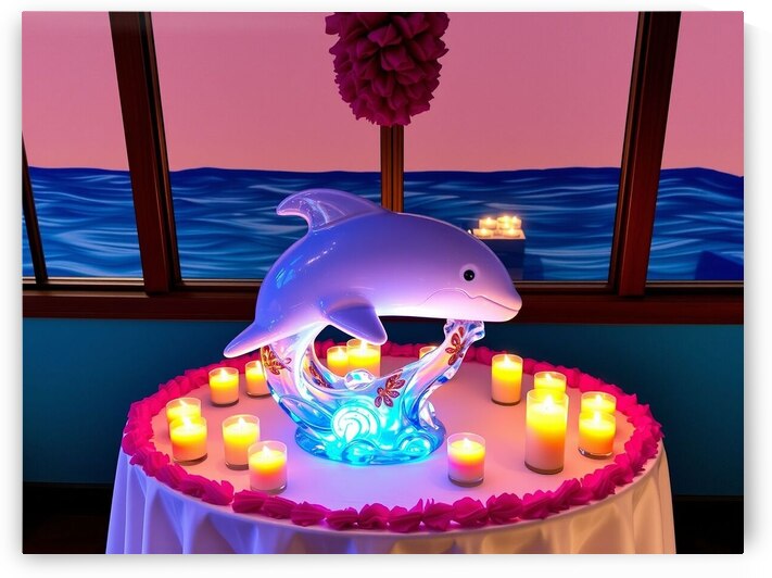 The dolphin with candles on the table is amazing and beautiful by nor 2020