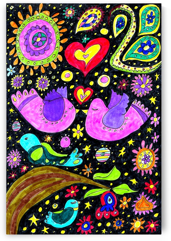 Abstract Doodle Love Birds by Catriona Roberts Nature Photography and Designs