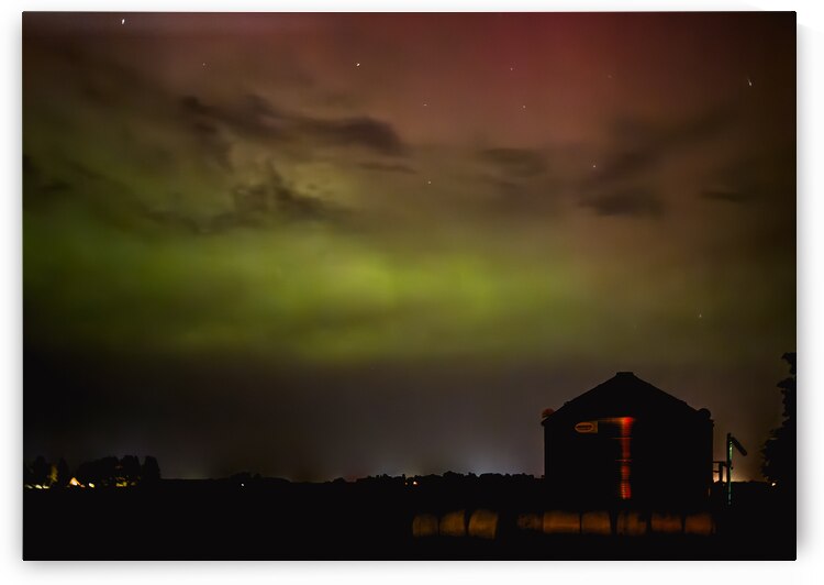 Prairie Lights: Aurora Over the Farm by Lisa Drew