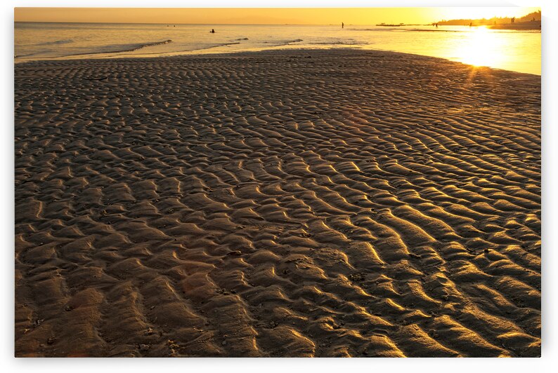 Ripples In the Sand Low Tide Golden Sunset by Bo Insogna