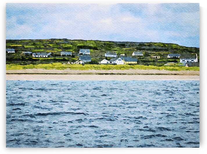 Watercolor landscape of Inishmore on the Aran Islands in Ireland by Gestalt Imagery