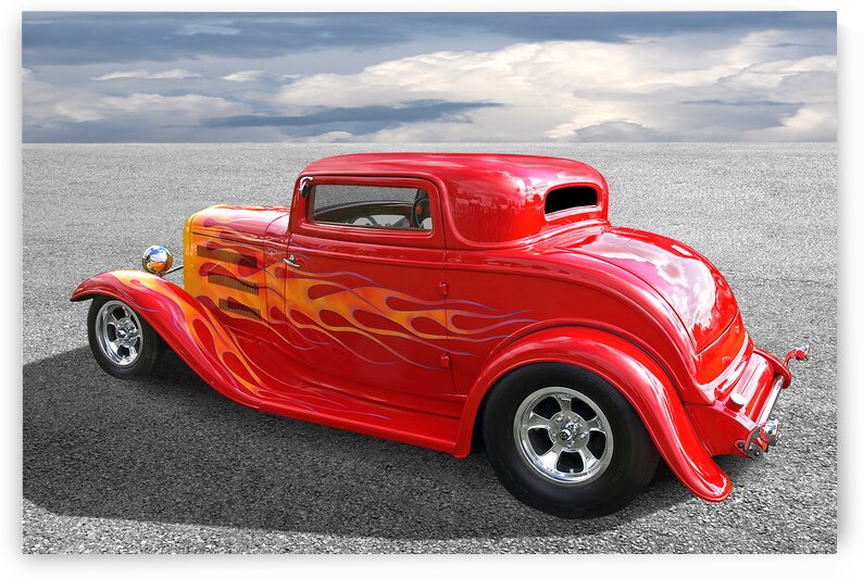 1932 Ford Hot Rod With Flames by Gill Billington