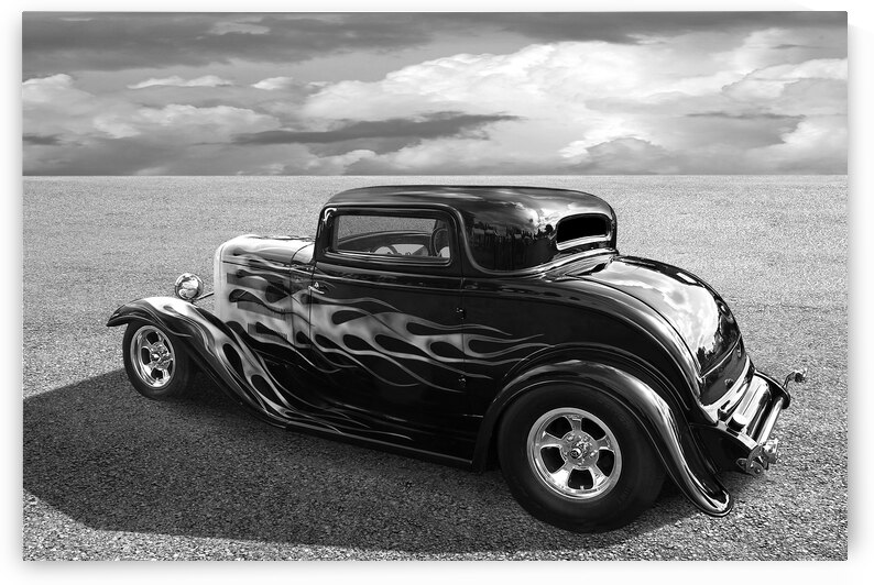 1932 Ford Coupe Hot Rod Black and White by Gill Billington