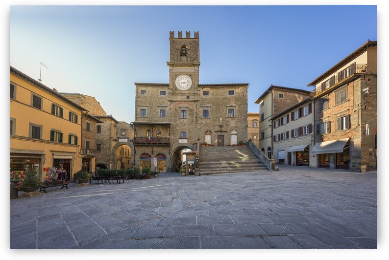 Cortona town the central Republic Square. Tuscany by Stefano Orazzini