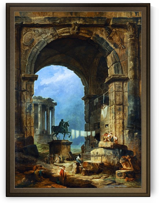 Capriccio of Roman Ruins and a Statue of Marcus Aurelius by Hubert Robert by xzendor7
