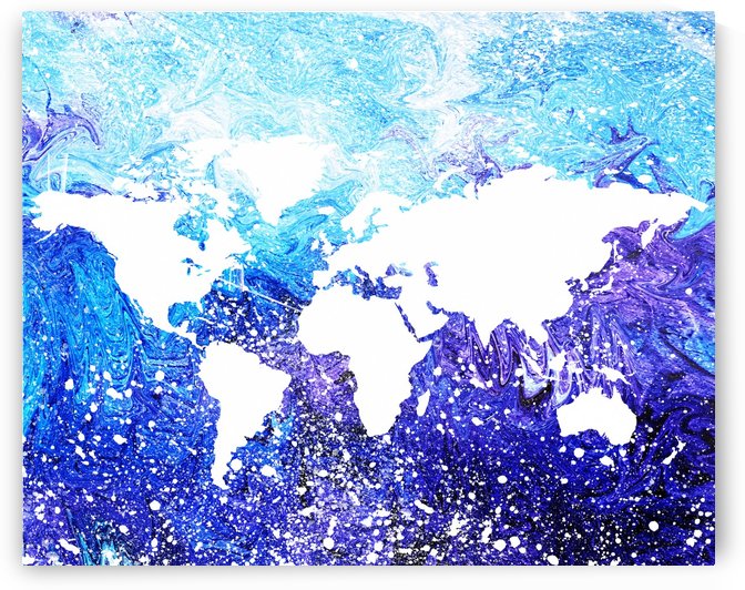 Watercolor Silhouette World Map Global Cooling  by Irina Sztukowski