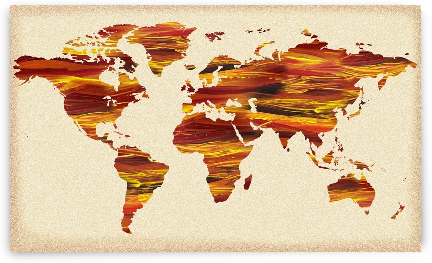 Watercolor Silhouette World Map Terra Lines by Irina Sztukowski