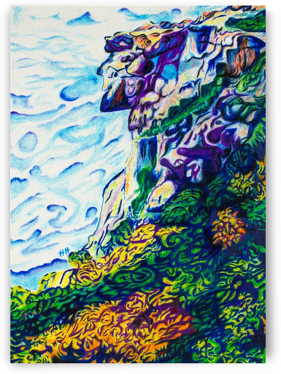 Old Man on the Mountain - Color Pencil drawing by Holly Heath