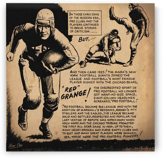 Red Grange Cartoon Art by Row One Brand