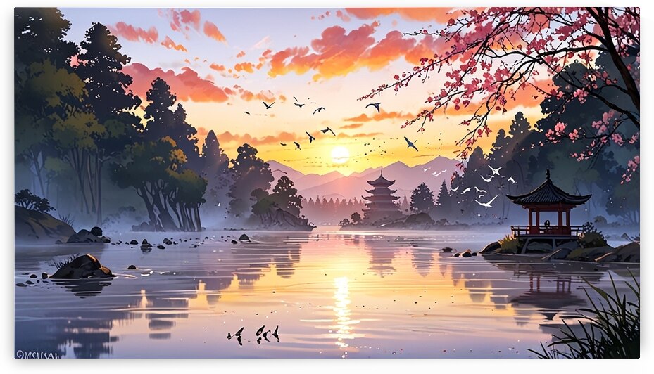 Leonardo Anime XL A serene Chinese landscape pain by Aleen
