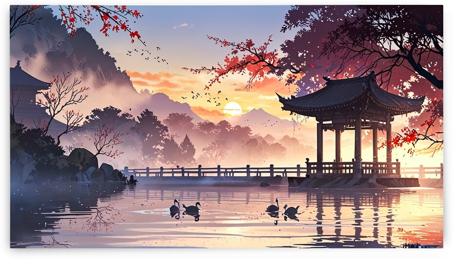 Leonardo Anime XL A serene Chinese landscape pain by Aleen