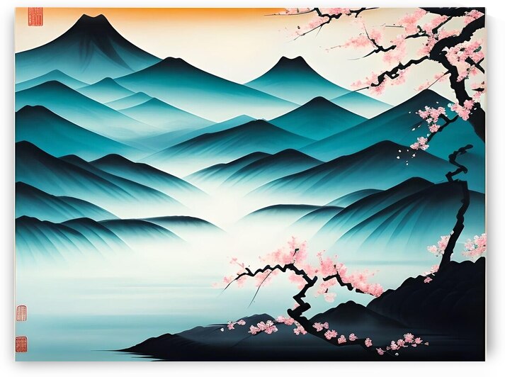 A serene Chinese landscape painting  by Aleen