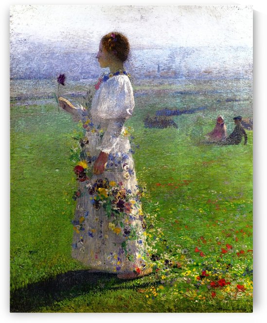 Young Woman Walking by the Field by Henri Martin