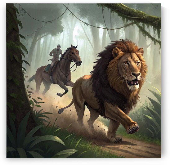 Chase in the Jungle - A Moment of Confrontation Between Man and Nature by Muservap 