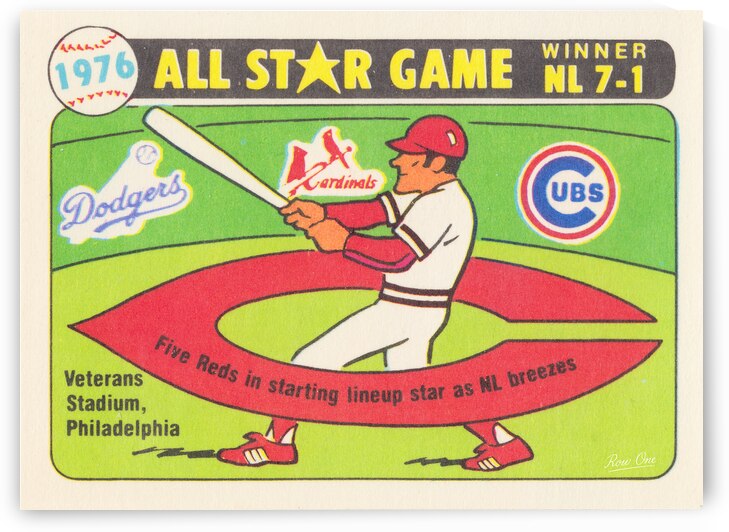 1976 Baseball All-Star Game Cartoon Art by Row One Brand
